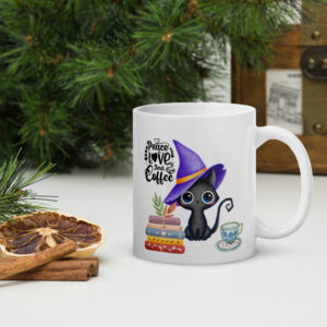 Peace, Love & Coffee - Magical Coffee Cat Mug